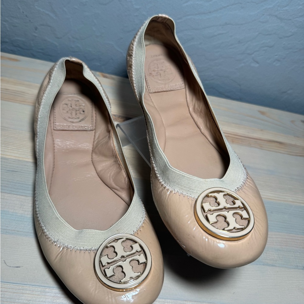 Tory Burch Nude Patent Leather Flats